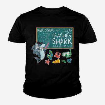 Emotion Face Middle School Teacher Shark Teaching Tshirt Youth T-shirt | Crazezy