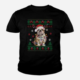 English Bulldog Christmas Lights Santa Dog Lover Ugly Sweate Sweatshirt Youth T-shirt | Crazezy
