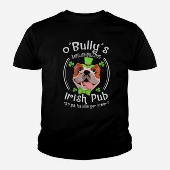 English Bulldog Irish Pub Handle Yer Licker Funny Youth T-shirt - Monsterry UK