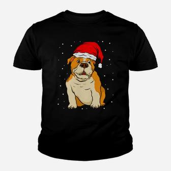 English Bulldog Santa Hat Xmas Dog Youth T-shirt - Monsterry UK