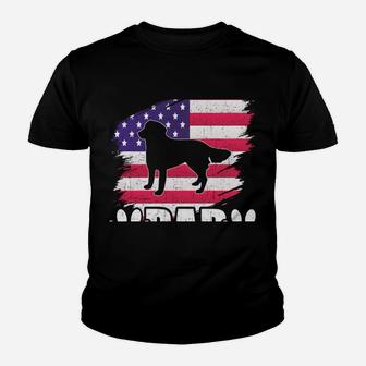 English Shepherd Dad Dog Lover American Us Flag Youth T-shirt | Crazezy