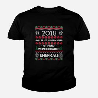 Erstes Weihnachten mit Ehefrau 2018 Kinder Tshirt, Personalisiertes Festliches Tee - Seseable