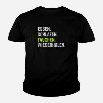 Essen Schlafen Tauchen Wiederholen Kinder Tshirt, Taucher Tee Schwarz - Seseable