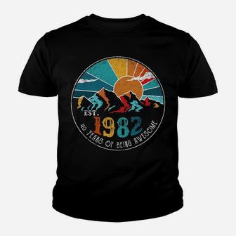 Est 1982 40 Year Of Being Awesome Vintage 40Th Birthday Youth T-shirt | Crazezy
