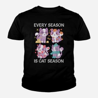 Every Season Is Cat Season Funny Cat Owners Lovers Gift Youth T-shirt | Crazezy UK