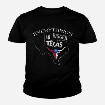 Everythings Bigger Texas Bull Flag Youth T-shirt | Crazezy UK