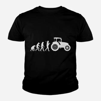 Evolution Affe zu Traktorfahrer Herren Kinder Tshirt, Lustiges Bauernmotiv Tee - Seseable