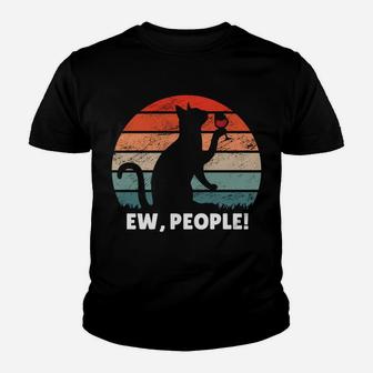 Ew People | Vintage Cat Drinking Wine | Funny Cat Lover Sweatshirt Youth T-shirt | Crazezy DE