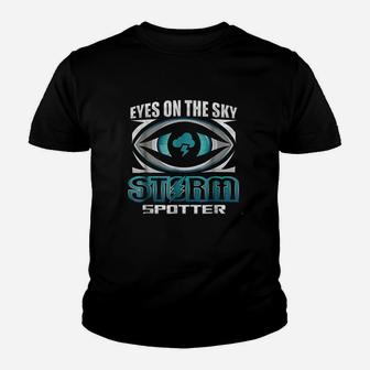 Eyes On The Sky Storm Spotter Weatherman Weather Chasing Youth T-shirt | Crazezy AU