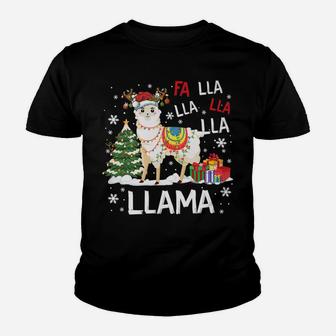 Fa Lla Lla Llama Christmas Llama Xmas Pajama Funny Gifts Youth T-shirt | Crazezy