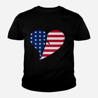 Faith Family Freedom American Flag Heart 4Th Of July Youth T-shirt | Crazezy