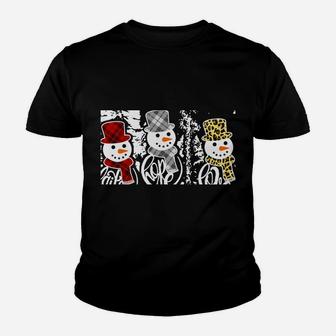 Faith Hope Love Jesus Snowman Plaid Leopard Christmas Gift Sweatshirt Youth T-shirt | Crazezy