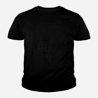 Faith Over Fear Christian Cross Christmas Gift Black Youth T-shirt | Crazezy UK