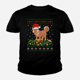 Family Matching Xmas Lighting Ugly Shiba Inu Christmas Sweatshirt Youth T-shirt | Crazezy UK