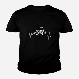 Farm Gift Tractor Heartbeat Farmer Youth T-shirt | Crazezy
