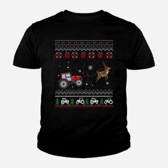 Farm Tractor Reindeer Fun Ugly Christmas Farmer Winter Xmas Sweatshirt Youth T-shirt | Crazezy UK