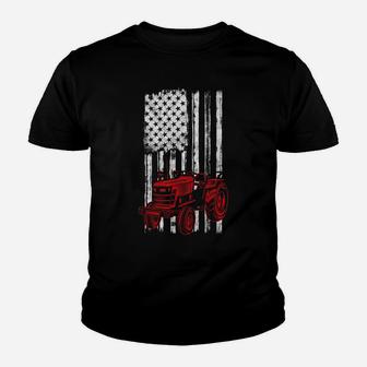 Farmer American Flag Retro Farming Usa Patriotic Tractor Youth T-shirt | Crazezy AU