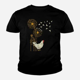 Farmer Poultry Bird Flower Farm Animal Dandelion Chicken Youth T-shirt | Crazezy