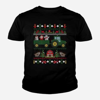 Farmer Ugly Christmas Tractor Farming Holiday Xmas Gift Sweatshirt Youth T-shirt | Crazezy AU