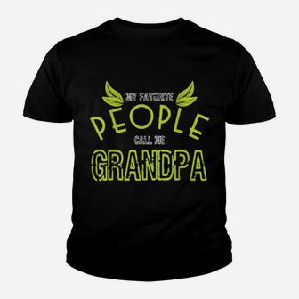 Favorite People Call Me Grandpa Green Leaf Distressed Youth T-shirt - Monsterry