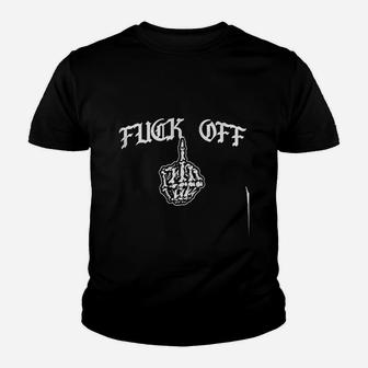 Fck Off Skull Middle Finger Rude Vulgar Offensive Youth T-shirt | Crazezy AU
