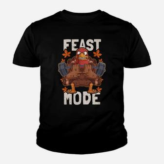 Feast Mode Weightlifting Turkey Day Thanksgiving Christmas Sweatshirt Youth T-shirt | Crazezy UK