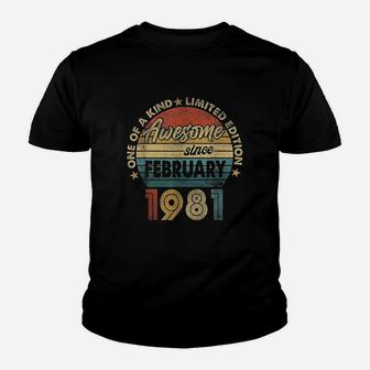 February 1981 Vintage 40 Yrs Old Retro 40Th Birthday Gifts Youth T-shirt | Crazezy CA