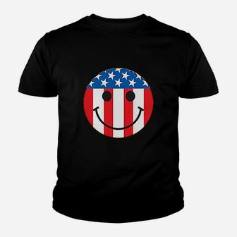 Feelin Good Usa Flag Smile Face Besty Ross Flag Emoticon Youth T-shirt | Crazezy