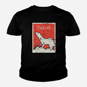 Ferret In Japanese Retro Ferret Youth T-shirt | Crazezy UK