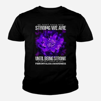 Fibromyalgia Awareness Strong Warrior Flower Purple Ribbon Youth T-shirt | Crazezy UK