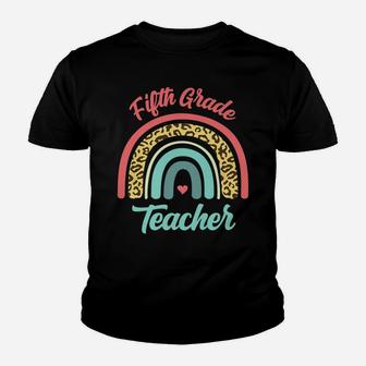 Fifth Grade Teacher Funny Teaching 5Th Leopard Rainbow Fun Youth T-shirt | Crazezy UK