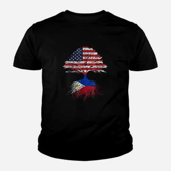 Filipino Roots American Grown Philippines Flag Youth T-shirt | Crazezy CA