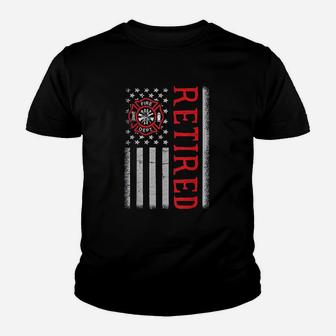 Firefighter American Flag Retired Youth T-shirt | Crazezy CA