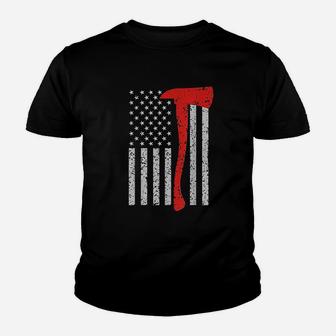 Firefighter American Flag Youth T-shirt | Crazezy