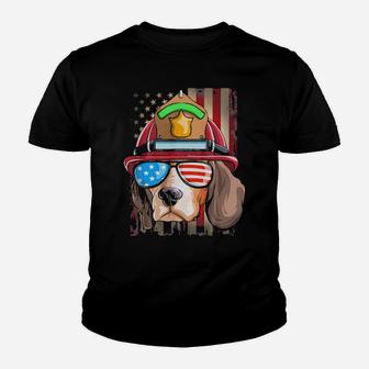Firefighter Beagle 4Th Of July Funny Youth T-shirt - Monsterry