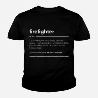 Firefighter Definition Funny Noun Youth T-shirt | Crazezy AU