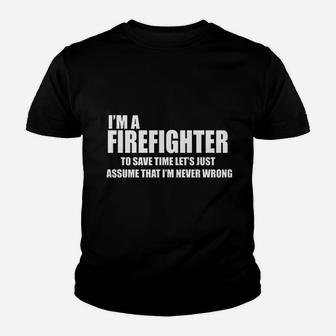 Firefighter Funny Fire Rescue Fireman Firefighter Youth T-shirt | Crazezy AU