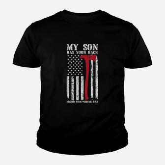 Firefighter My Son Has Your Back Youth T-shirt | Crazezy CA