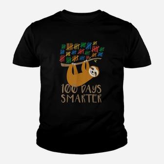 First 100 Days Of School Sloth 100 Days Smarter Youth T-shirt - Seseable