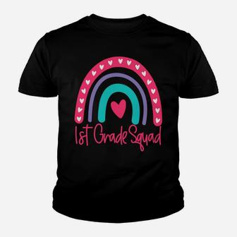 First 1St Grade Squad Back To School Day Boho Rainbow Funny Youth T-shirt | Crazezy