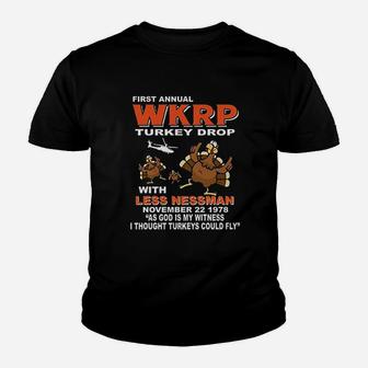 First Annual Wkrp Turkey Drop Funny Thanksgiving Day Youth T-shirt | Crazezy