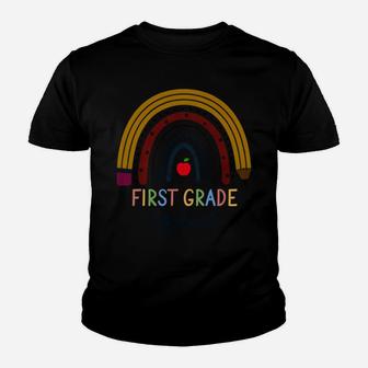 First Grade Squad Funny Boho Rainbow Teacher Student Youth T-shirt | Crazezy
