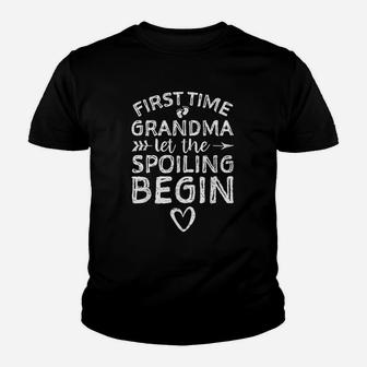 First Time Grandma Let The Spoiling Begin Youth T-shirt | Crazezy UK