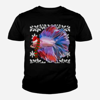 Fish Merry Christmas Ornament Betta Fish Ugly Xmas Youth T-shirt | Crazezy