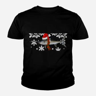 Fish Merry Christmas Ornament Swordfish Ugly Xmas Sweatshirt Youth T-shirt | Crazezy