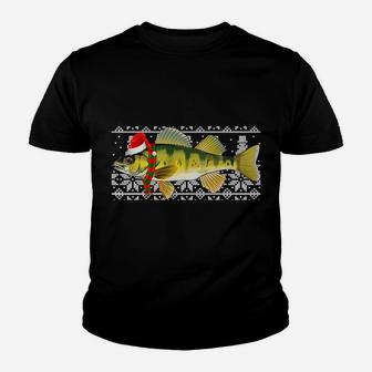 Fish Xmas Santa Hat Yellow Perch Ugly Christmas Youth T-shirt | Crazezy UK