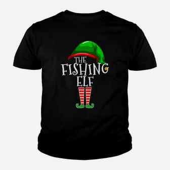 Fishing Elf Family Matching Group Christmas Gift Dad Pops Youth T-shirt | Crazezy