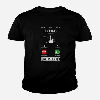 Fishing Is Calling And I Must Go Funny Phone Screen Youth T-shirt | Crazezy CA