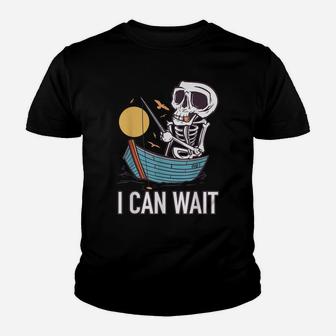 Fishing Skeleton I Can Wait Youth T-shirt | Crazezy
