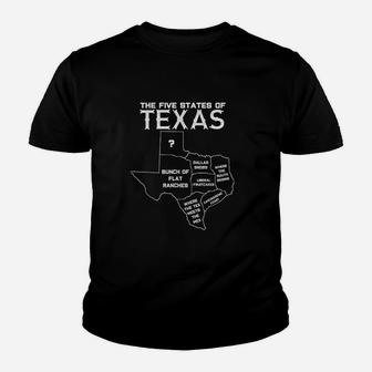 Five States Of Texas Youth T-shirt | Crazezy
